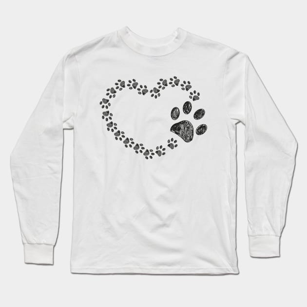 Made of paw print heart. Happy Valentine's day design Long Sleeve T-Shirt by GULSENGUNEL